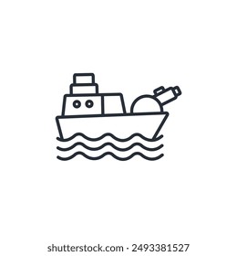 Schlachtschiff-Symbol. Vektorgrafik.Editierbarer Strich.Lineares Stilzeichen zur Verwendung Webdesign,Logo.Symboldarstellung.