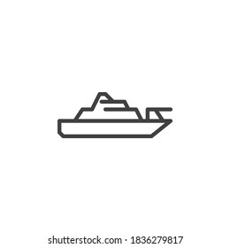 Battleship line icon. linear style sign for mobile concept and web design. Military boat outline vector icon. Symbol, logo illustration. Vector graphics