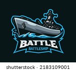 Battleship mascot logo design. Warship vector illustration. Logo illustration for mascot or symbol and identity, emblem sports or e-sports gaming team