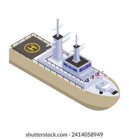 A battleship, navy watercraft isometric icon 