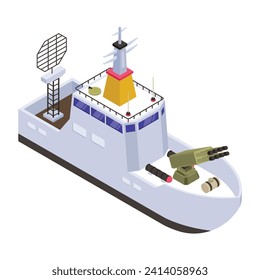 A battleship, navy watercraft isometric icon 