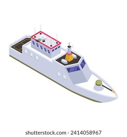 A battleship, navy watercraft isometric icon 