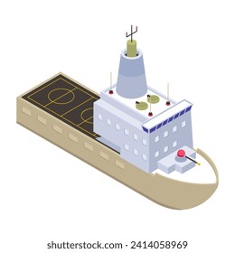 A battleship, navy watercraft isometric icon 