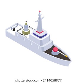 A battleship, navy watercraft isometric icon 