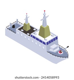 A battleship, navy watercraft isometric icon 