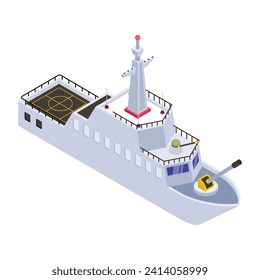 A battleship, navy watercraft isometric icon 