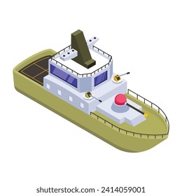 A battleship, navy watercraft isometric icon 