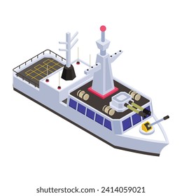 A battleship, navy watercraft isometric icon 