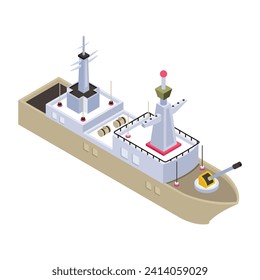 A battleship, navy watercraft isometric icon 