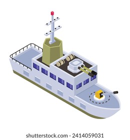 A battleship, navy watercraft isometric icon 