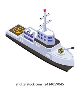 A battleship, navy watercraft isometric icon 