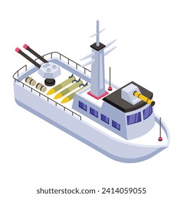 A battleship, navy watercraft isometric icon 