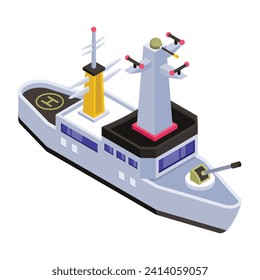 A battleship, navy watercraft isometric icon 