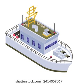 A battleship, navy watercraft isometric icon 