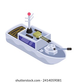 A battleship, navy watercraft isometric icon 