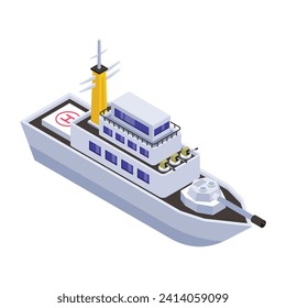 A battleship, navy watercraft isometric icon 