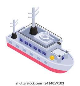 A battleship, navy watercraft isometric icon 