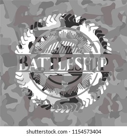 Battleship on grey camouflage texture