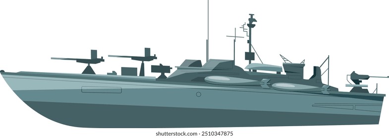 Seitenansicht des Schlachtschiffs. Kampftransport der Marine