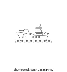 Battleship vector icon navy symbol isolated on white background