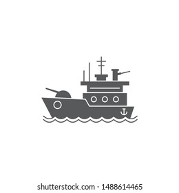 Battleship vector icon navy symbol isolated on white background