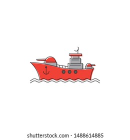 Battleship vector icon navy symbol isolated on white background