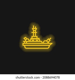 Battleship yellow glowing neon icon