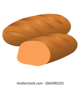 Batton bread icons. Vector illustration isolated on a white background. Batton,white bread.