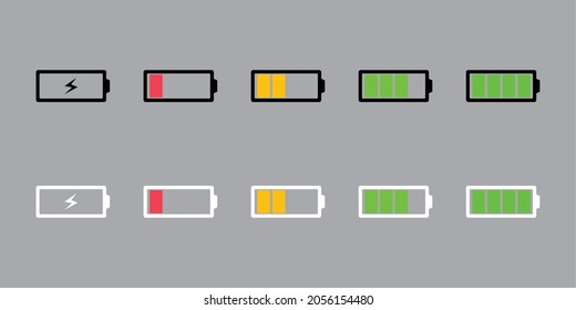 Battrey Charge icons vector Line on white background image for web, presentation, logo, Icon Symbol. 