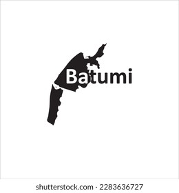 Mapa de Batumi y diseño de letras negras sobre fondo blanco