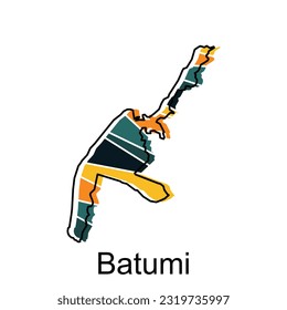 Batumi map illustration vector, Georgia Map Vector Design Template