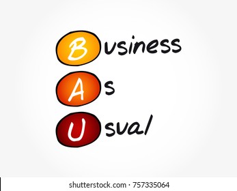 BAU - Business as Usual acronym, business concept background