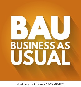 BAU Business As Usual - normal execution of standard functional operations within an organisation, acronym text concept background