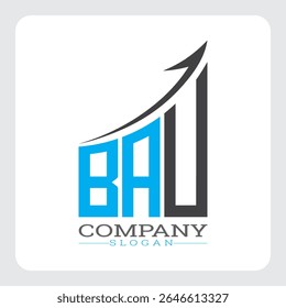 BAU Company Logo Design Growth vector, BAU Upward Arrow Business Success Logo vector, Corporate Branding BAU Logo Concept vector, BAU Modern Financial Growth Chart Logo vector,