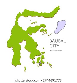 Baubau City map icon with marked municipal boundary. Flat vector asset for urban planning, city reports, infographic layouts, and local branding