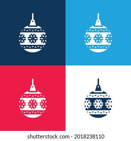 Bauble blue and red four color minimal icon set