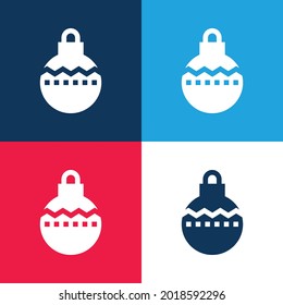 Bauble blue and red four color minimal icon set