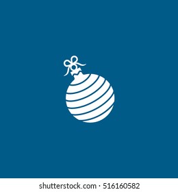 Bauble Christmas New Year Flat Icon On Blue Background