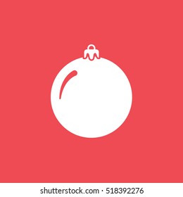 Bauble Christmas New Year Flat Icon On Red Background