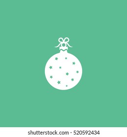 Bauble Christmas New Year Flat Icon On Green Background