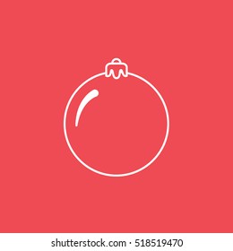 Bauble Christmas New Year Line Icon On Red Background