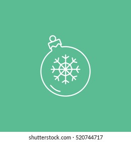 Bauble Christmas New Year Line Icon On Green Background