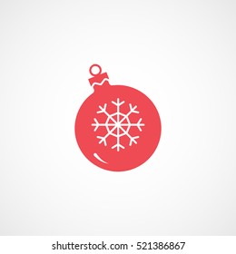 Bauble Christmas New Year Red Flat Icon On White Background