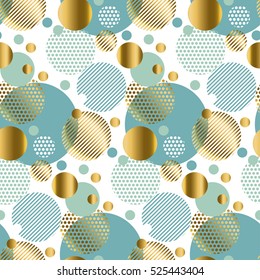 Bauble Decorations, Modern Light Gold Seamless Pattern With Circles. Xmas Background. Christmas Backdrop. Winter Pattern. Season Vector Illustration. Holiday Pattern