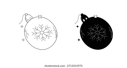Ícone de conjunto de doodle Bauble com ilustração de stock de vetor de fundo branco