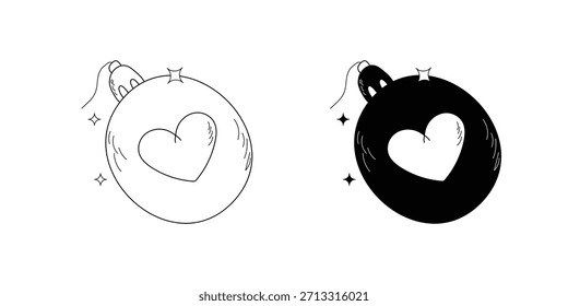 Ícone de conjunto de doodle Bauble com ilustração de stock de vetor de fundo branco