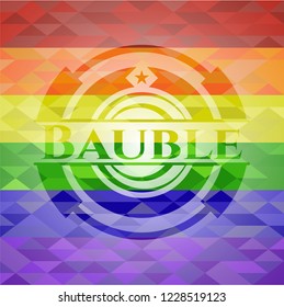 Bauble emblem on mosaic background with the colors of the LGBT flag