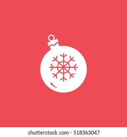 Bauble Flat Icon On Red Background