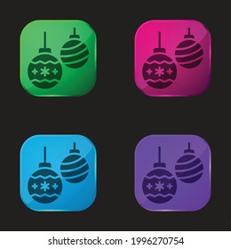 Bauble four color glass button icon