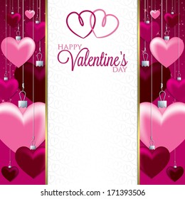 Bauble heart Valentine card in vector format.